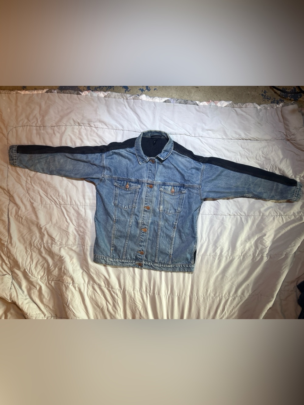 Monki light blue denim jacket with black interior